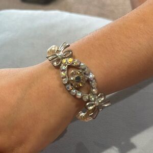 Silver and Gold Floral Crystal Bracelet